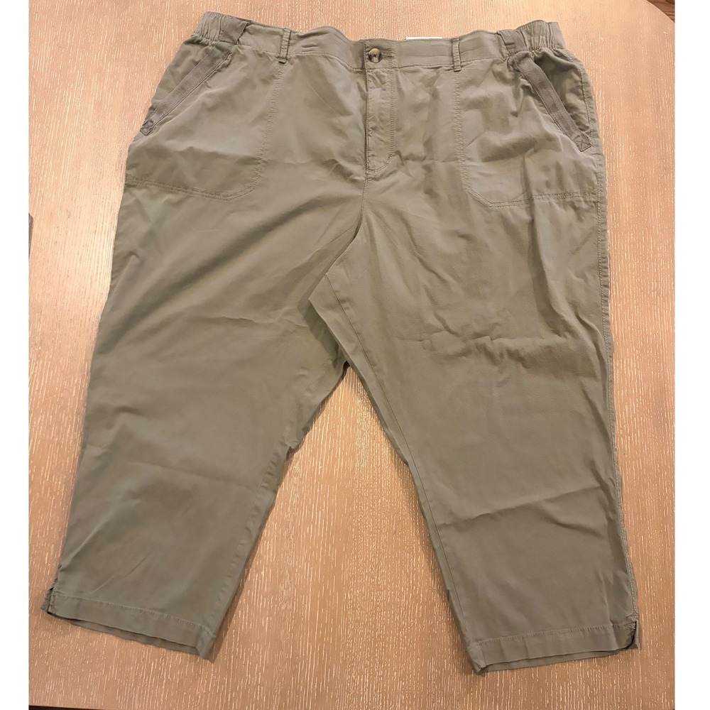 SONOMA Mid Rise Waistband Green Capris With Pockets IN Size 3X